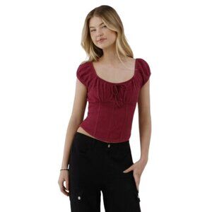Pucker Peasant Top, Orchid Plum